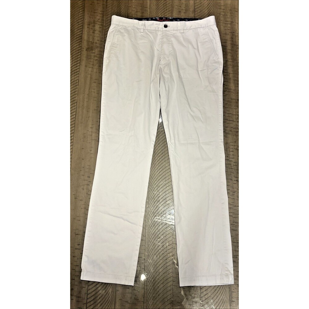 Robert Graham Pants Chino White Khaki Classic Mens 36 Flat Front Golf Slacks